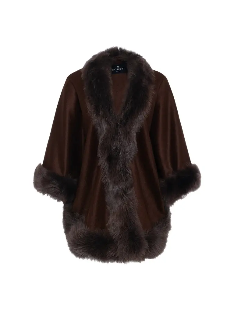 Gorski Women's Select Cashmere Capelet with Merinillo Shearling Lamb Trim