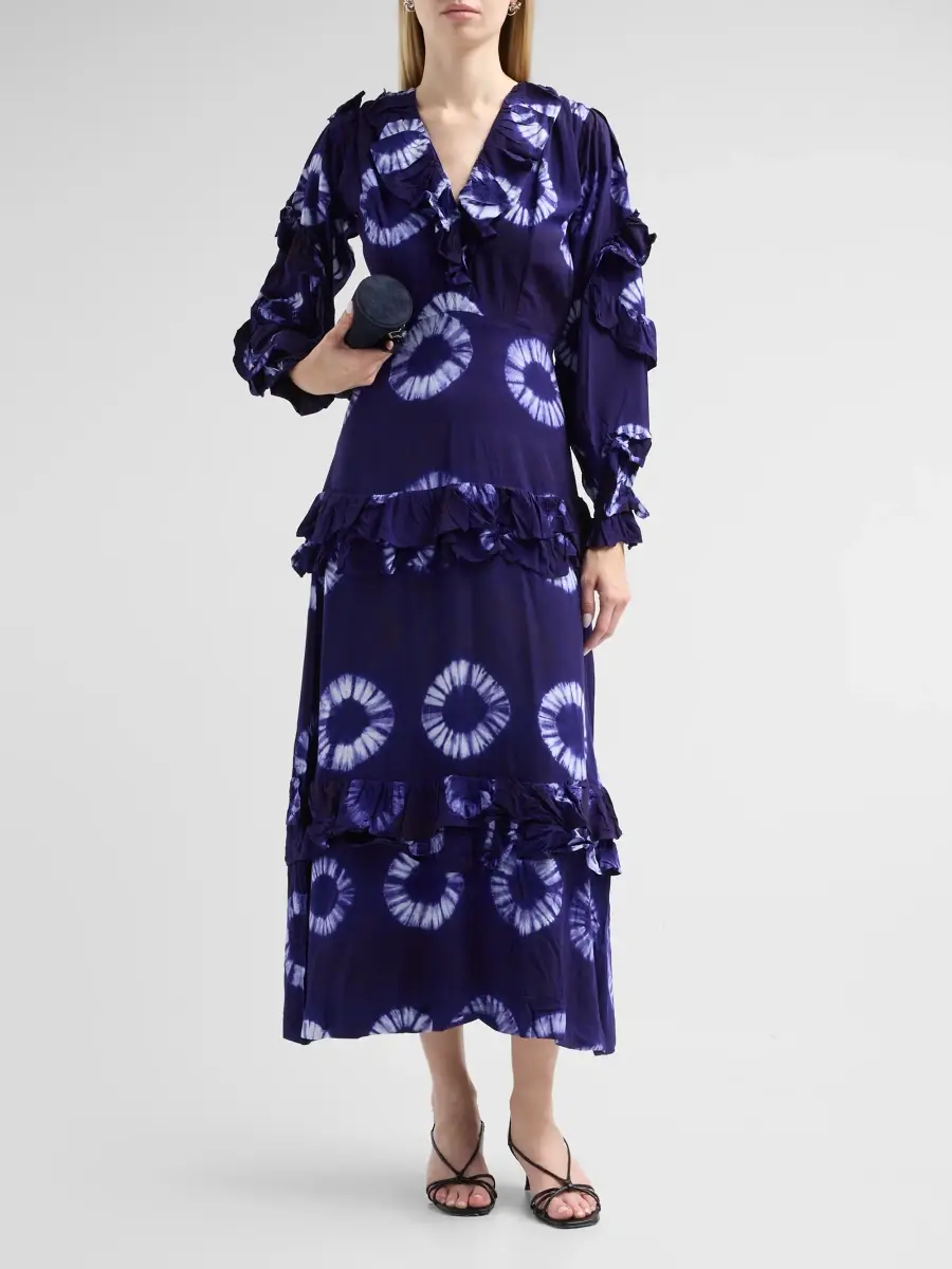 Elisamama Women's Folu Printed Cotton Ruffle Midi Dress | Thumbnail 2 Elisamama Women's Folu Printed Cotton Ruffle Midi Dress | Thumbnail 2