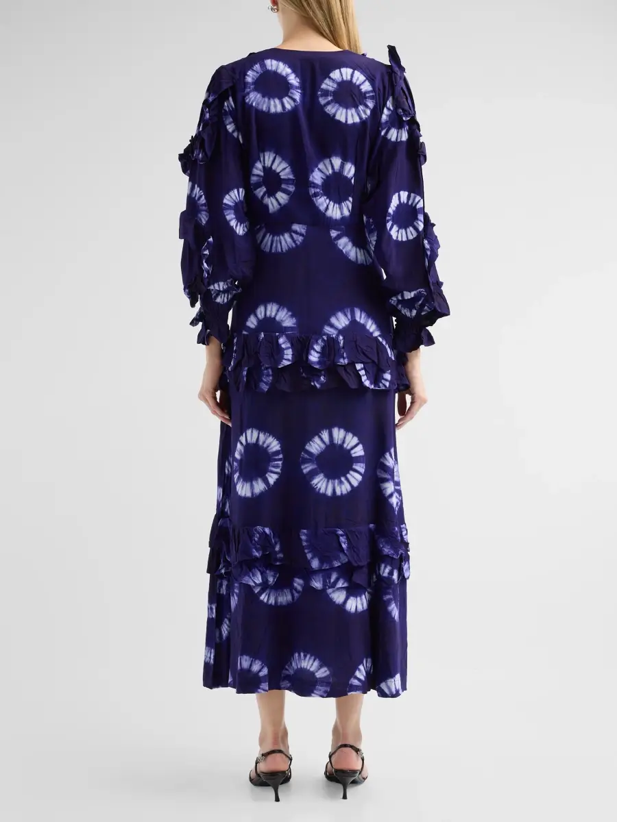 Elisamama Women's Folu Printed Cotton Ruffle Midi Dress | Thumbnail 3 Elisamama Women's Folu Printed Cotton Ruffle Midi Dress | Thumbnail 3