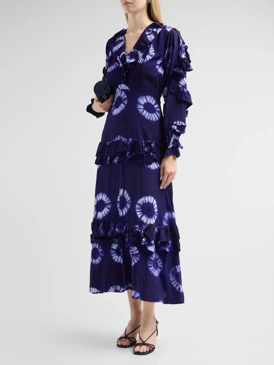 Elisamama Women's Folu Printed Cotton Ruffle Midi Dress | Thumbnail 4 Elisamama Women's Folu Printed Cotton Ruffle Midi Dress | Thumbnail 4