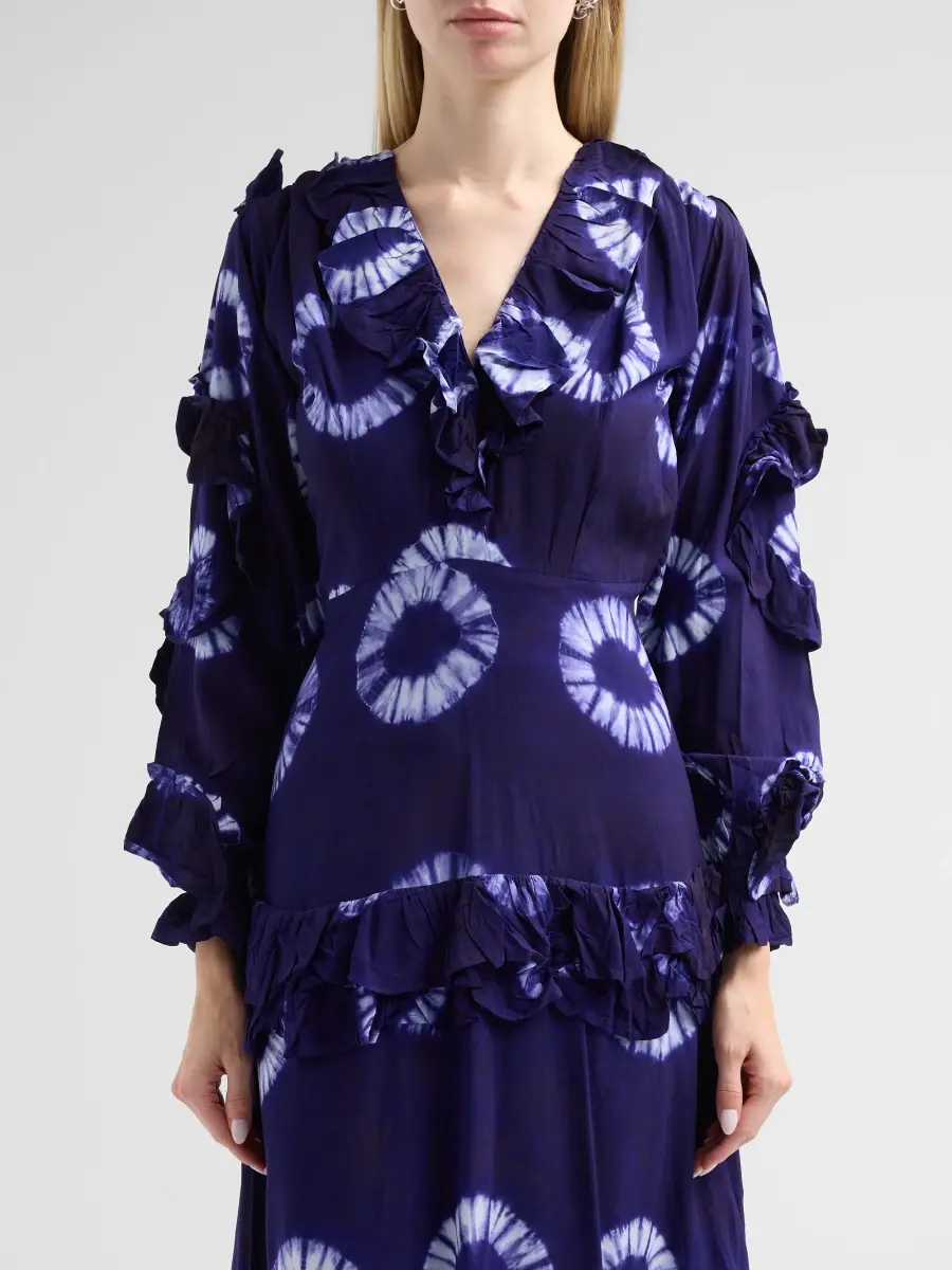 Elisamama Women's Folu Printed Cotton Ruffle Midi Dress | Thumbnail 5 Elisamama Women's Folu Printed Cotton Ruffle Midi Dress | Thumbnail 5