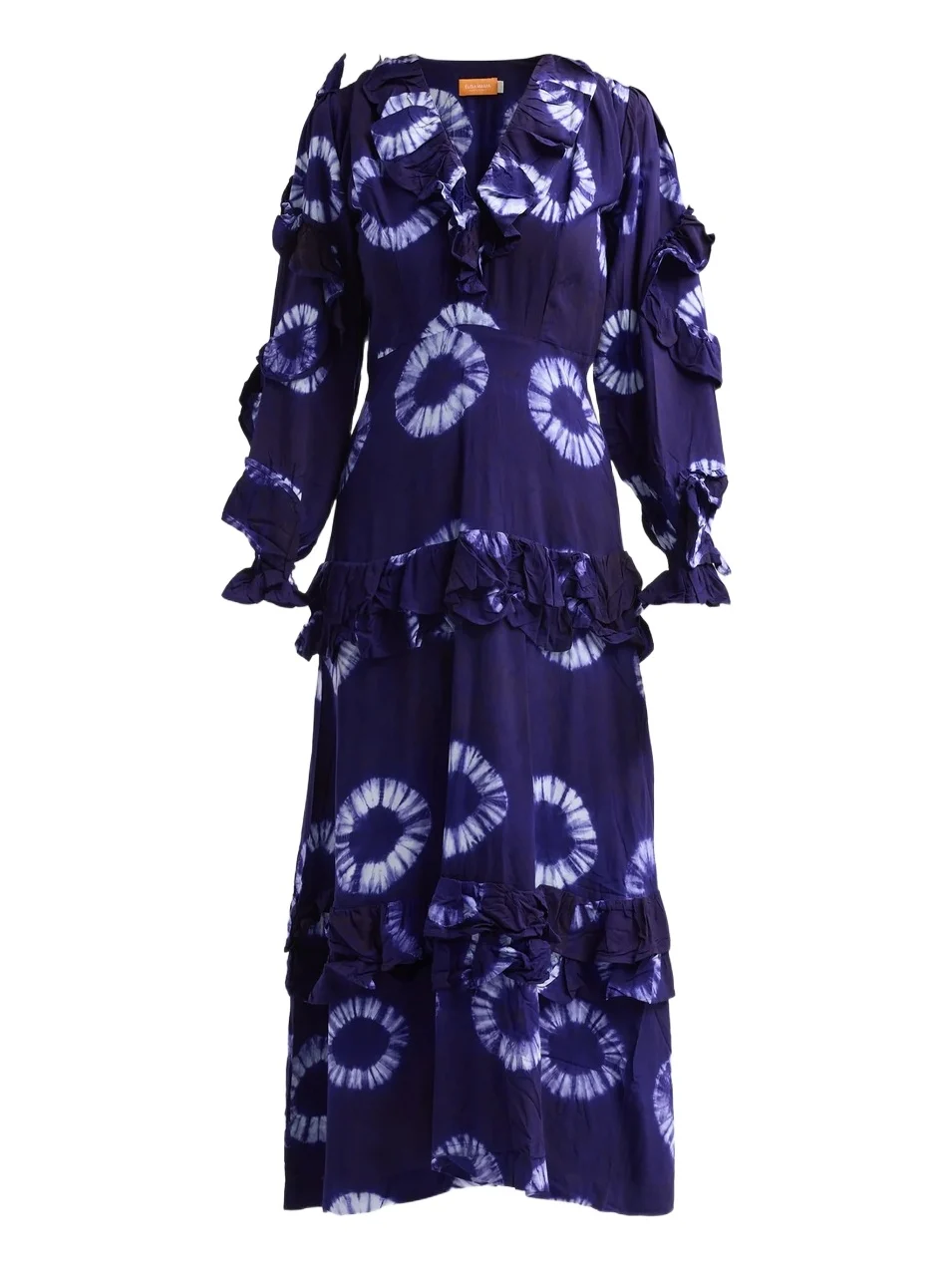 Elisamama Women's Folu Printed Cotton Ruffle Midi Dress