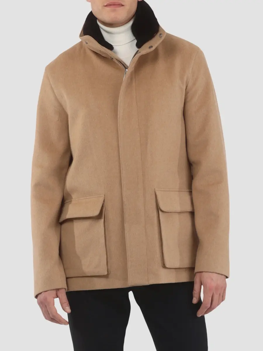 Gorski Men's Wool Jacket with Detachable Select Shearling Lamb Collar | Thumbnail 2 Gorski Men's Wool Jacket with Detachable Select Shearling Lamb Collar | Thumbnail 2