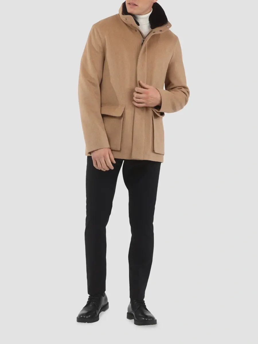 Gorski Men's Wool Jacket with Detachable Select Shearling Lamb Collar | Thumbnail 5 Gorski Men's Wool Jacket with Detachable Select Shearling Lamb Collar | Thumbnail 5