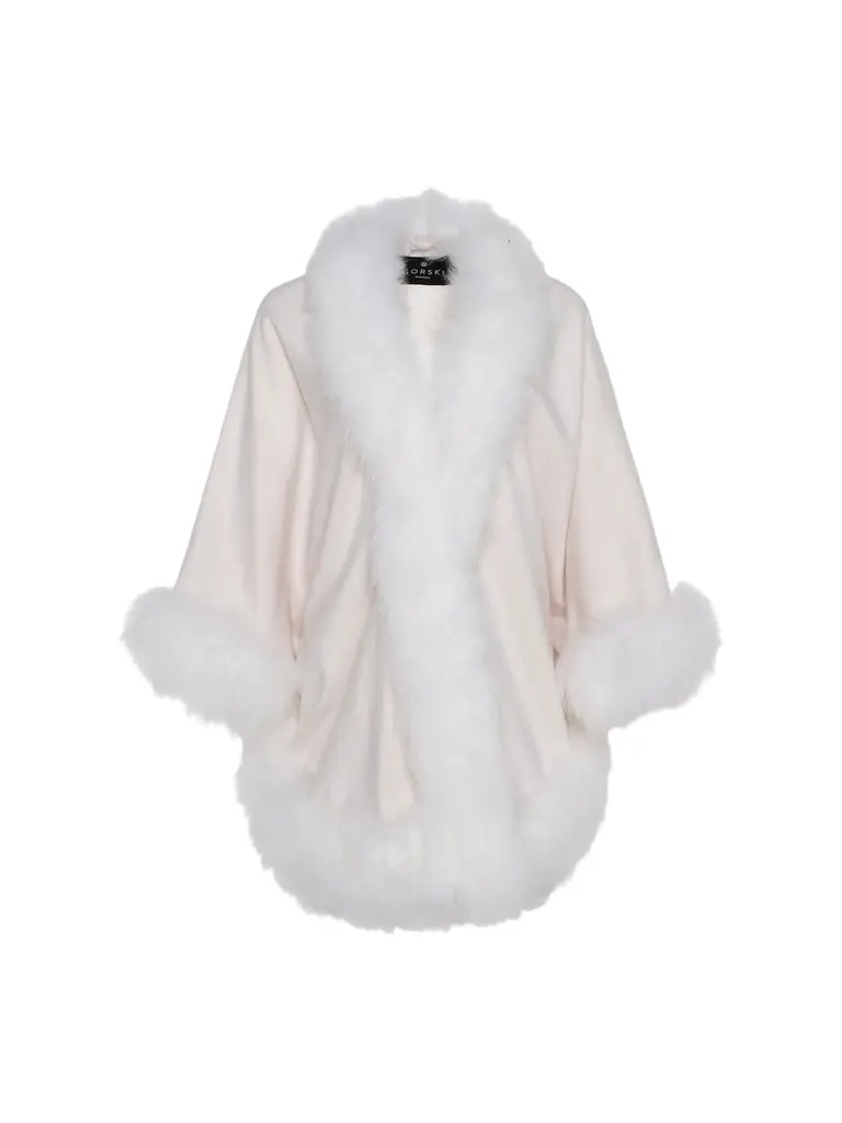 Gorski Women's Select Cashmere Capelet with Merinillo Shearling Lamb Trim