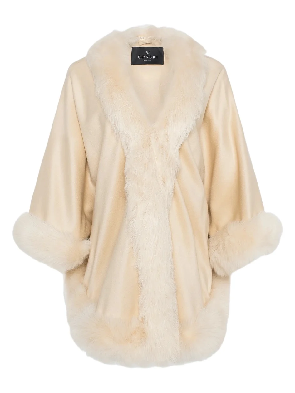 Women's Select Cashmere Capelet with Merinillo Shearling Lamb Trim Women's Select Cashmere Capelet with Merinillo Shearling Lamb Trim