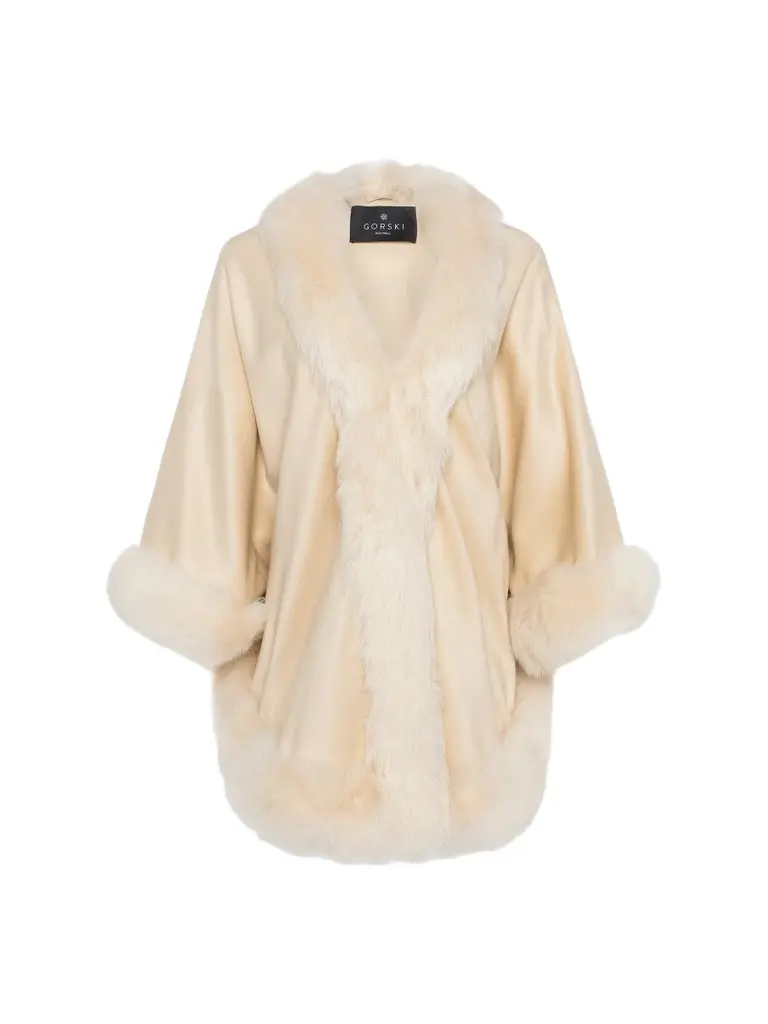Gorski Women's Select Cashmere Capelet with Merinillo Shearling Lamb Trim