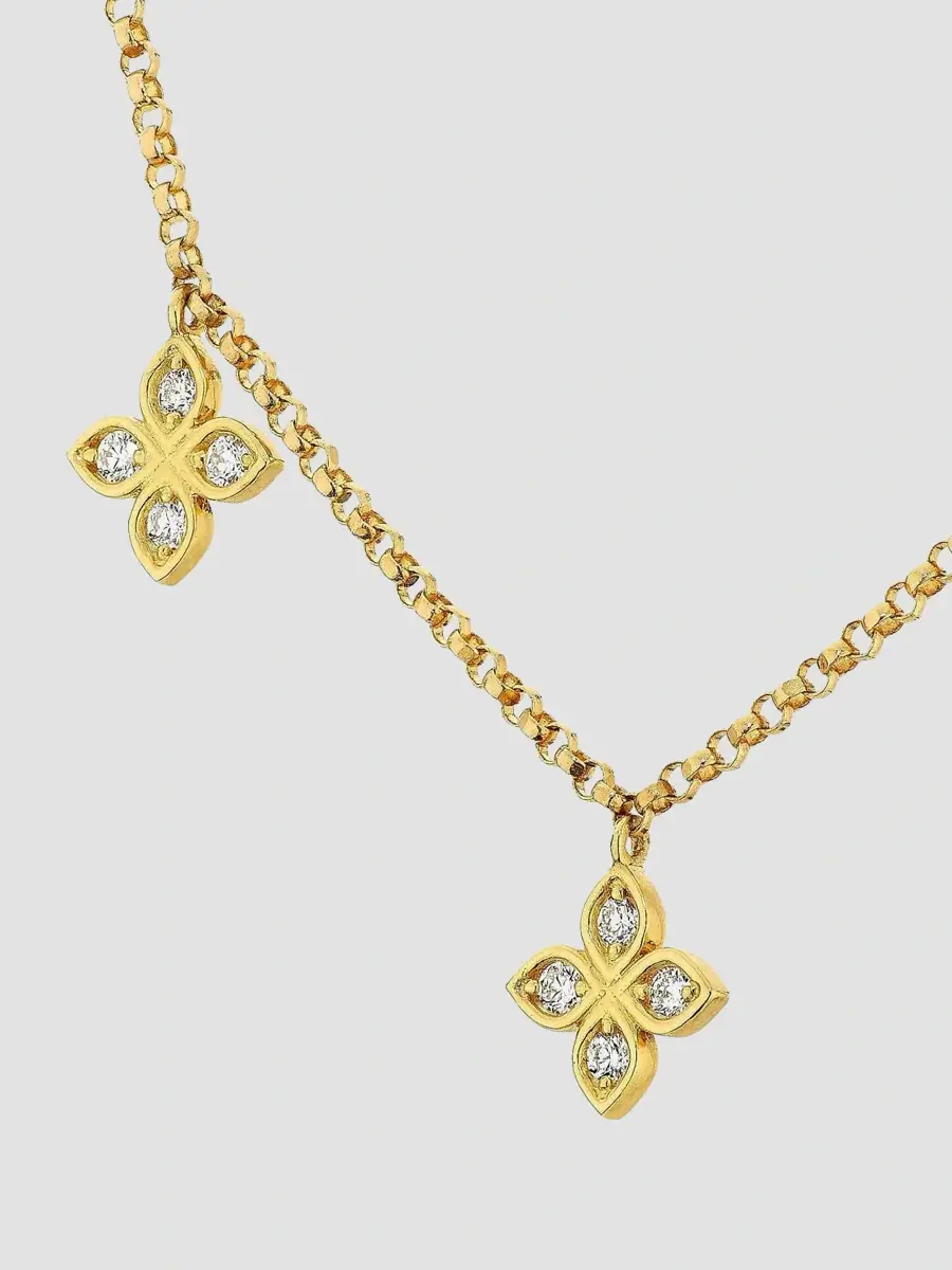 Roberto Coin Women's Venetian Princess 18K Yellow Gold & 0.18 TCW Diamond Flower Charm Bracelet | Thumbnail 4 Roberto Coin Women's Venetian Princess 18K Yellow Gold & 0.18 TCW Diamond Flower Charm Bracelet | Thumbnail 4