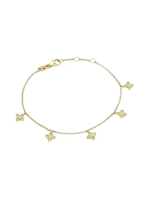 Women's Venetian Princess 18K Yellow Gold & 0.18 TCW Diamond Flower Charm Bracelet Women's Venetian Princess 18K Yellow Gold & 0.18 TCW Diamond Flower Charm Bracelet