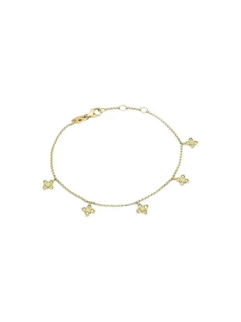Roberto Coin Women's Venetian Princess 18K Yellow Gold & 0.18 TCW Diamond Flower Charm Bracelet