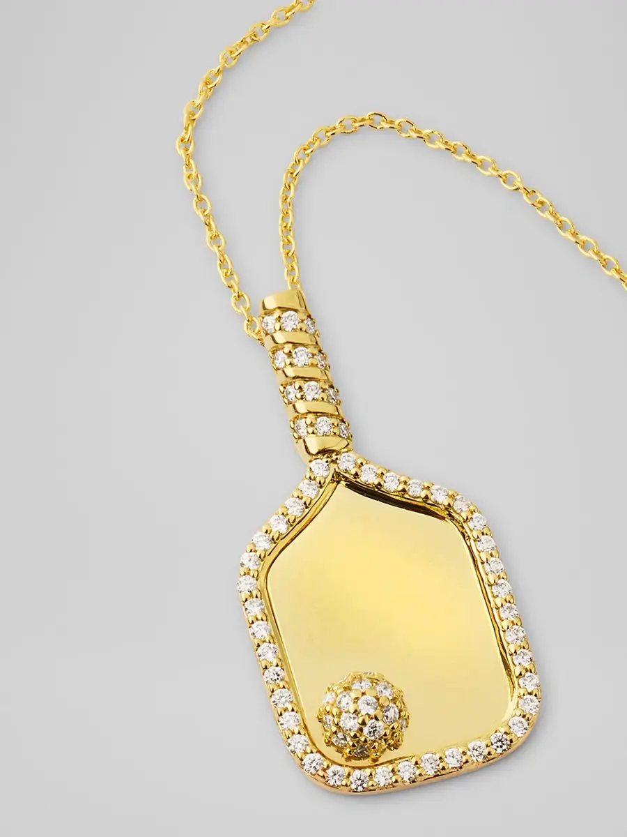 Roberto Coin Women's 18K Yellow Gold & 0.23 TCW Diamond Pickleball Paddle Pendant Necklace | Thumbnail 3