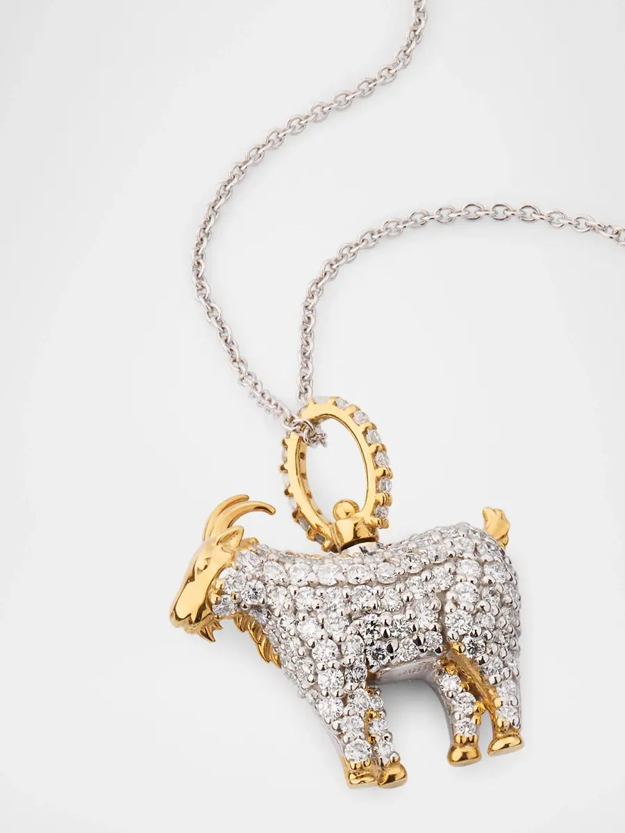 Roberto Coin Women's 18K Two-Tone Gold & 0.58 TCW Diamond Goat Pendant Necklace | Thumbnail 3