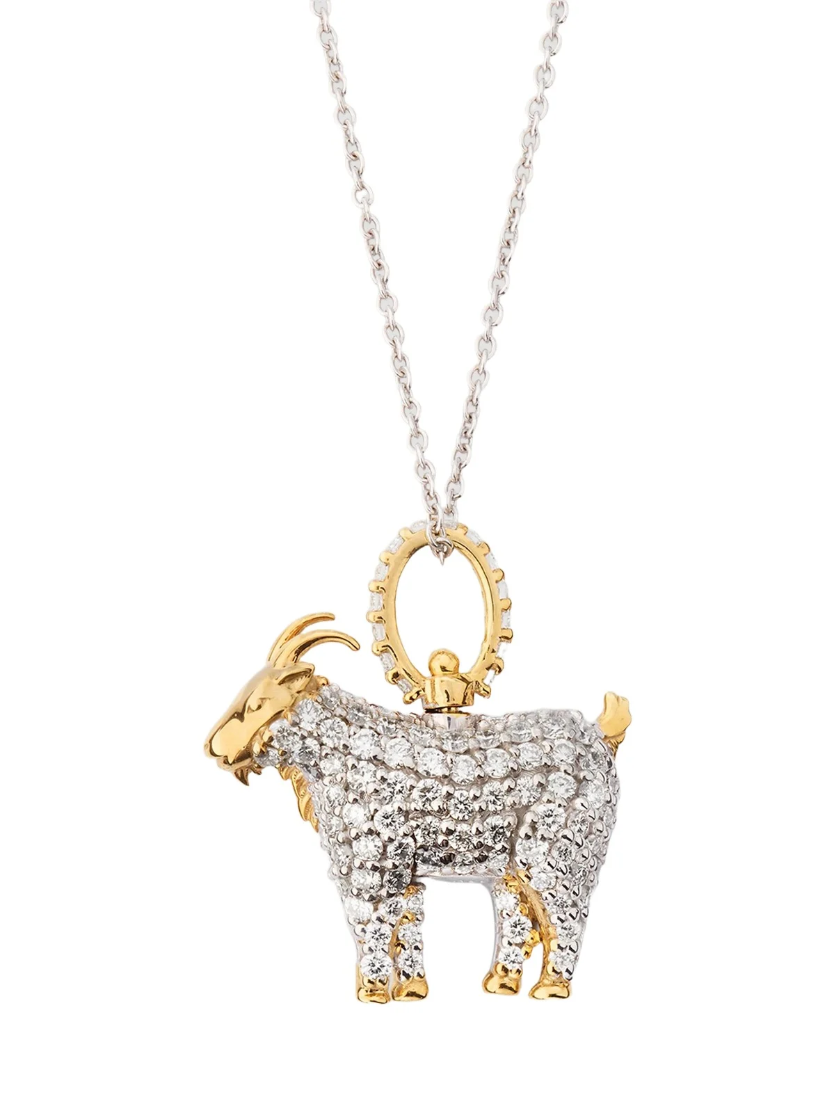 Roberto Coin Women's 18K Two-Tone Gold & 0.58 TCW Diamond Goat Pendant Necklace