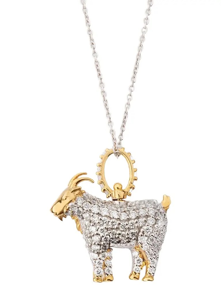 Women's 18K Two-Tone Gold & 0.58 TCW Diamond Goat Pendant Necklace