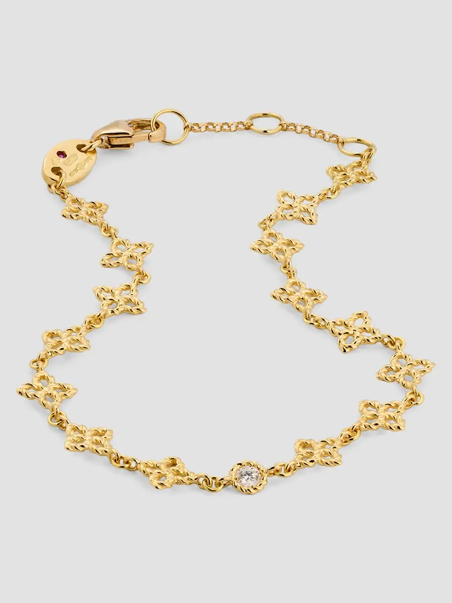 Roberto Coin Women's Principessa 18K Yellow Gold & 0.58 TCW Diamond Flower Link Bracelet | Thumbnail 3 Roberto Coin Women's Principessa 18K Yellow Gold & 0.58 TCW Diamond Flower Link Bracelet | Thumbnail 3