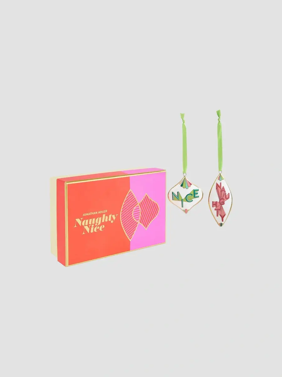 Jonathan Adler Holiday 2-Piece Naughty & Nice Porcelain Ornaments Set | Thumbnail 2