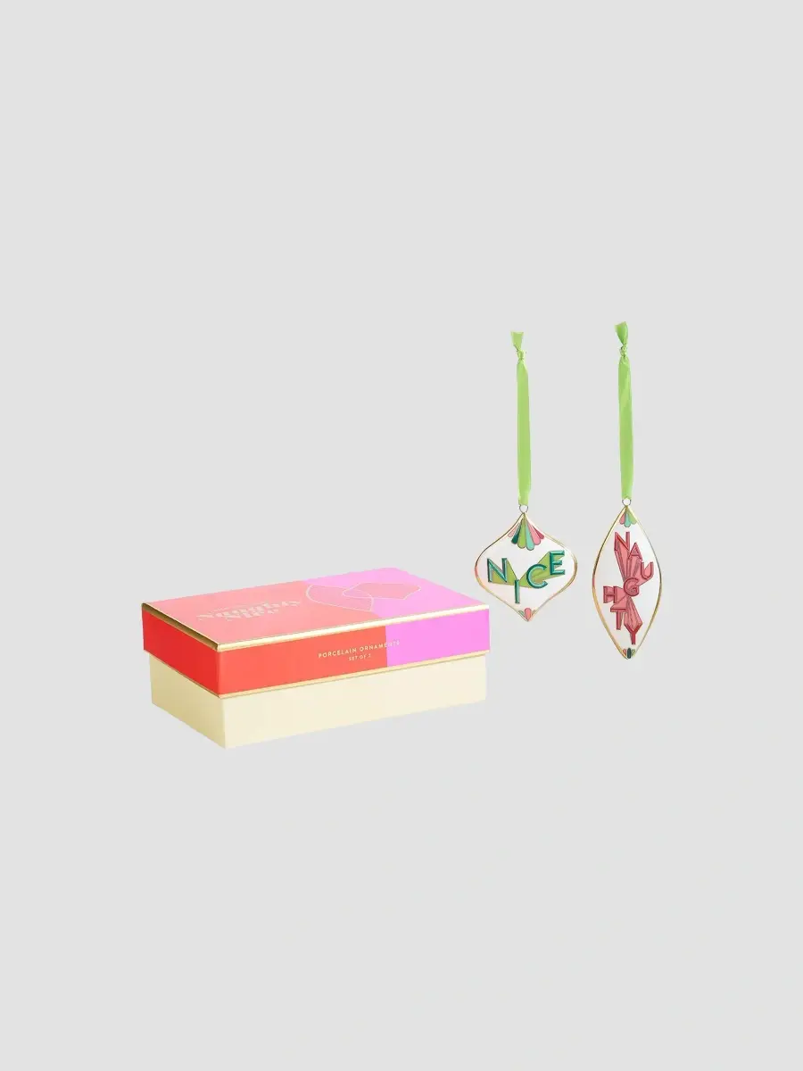 Jonathan Adler Holiday 2-Piece Naughty & Nice Porcelain Ornaments Set | Thumbnail 4
