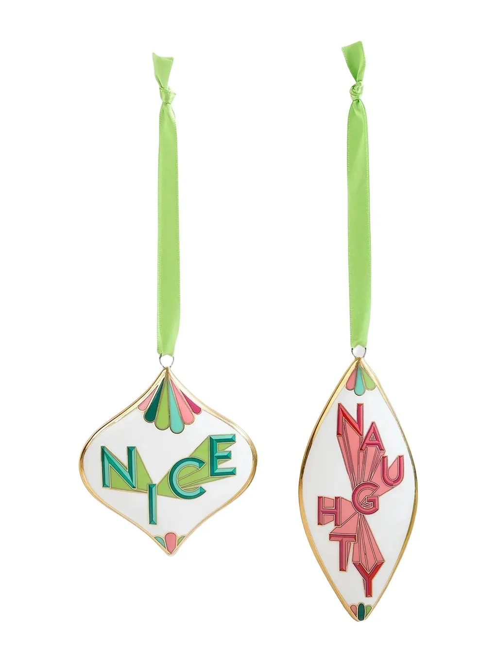 Jonathan Adler Holiday 2-Piece Naughty & Nice Porcelain Ornaments Set