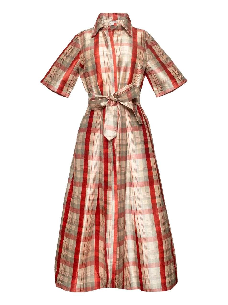 Women's Bella Plaid Belted Maxi Dress