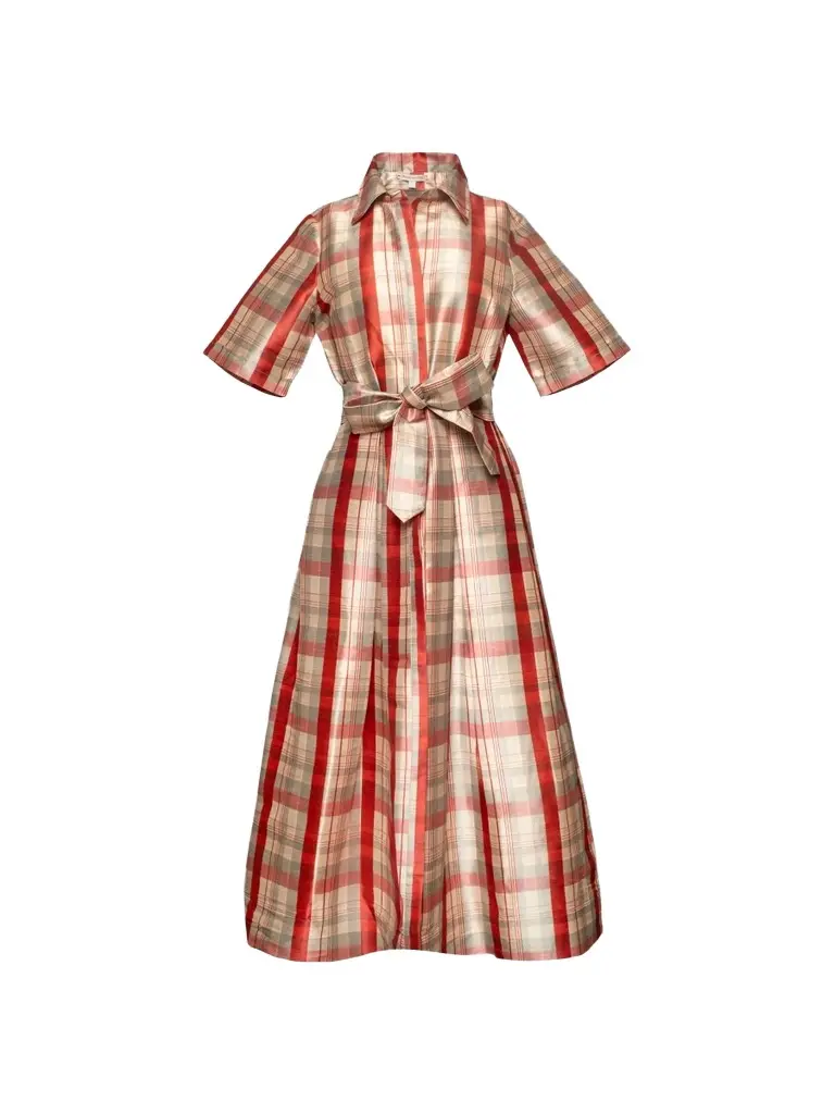Frances Valentine Women's Bella Plaid Belted Maxi Dress