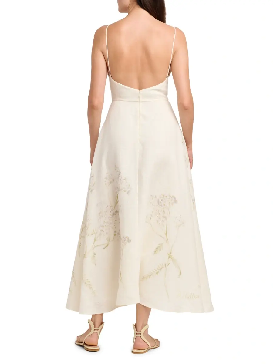 Alberta Ferretti Women's Floral Linen Maxi Dress | Thumbnail 5 Alberta Ferretti Women's Floral Linen Maxi Dress | Thumbnail 5