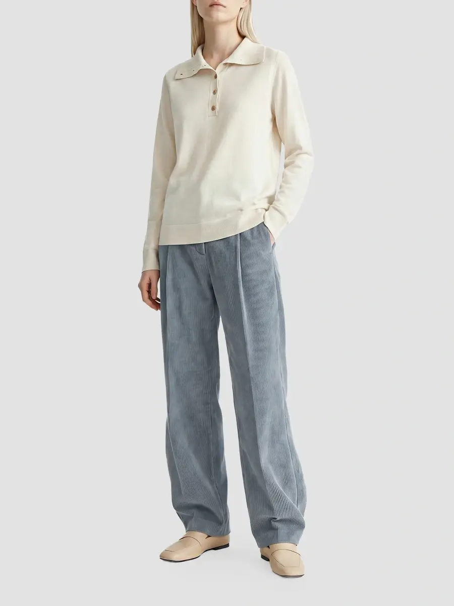 Malo Women's Piqué Virgin Wool-Silk Blend Sweater | Thumbnail 2 Malo Women's Piqué Virgin Wool-Silk Blend Sweater | Thumbnail 2