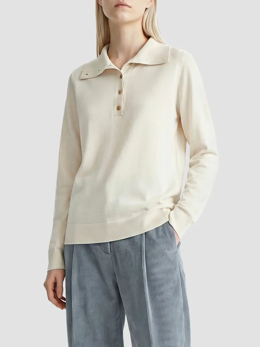 Malo Women's Piqué Virgin Wool-Silk Blend Sweater | Thumbnail 3 Malo Women's Piqué Virgin Wool-Silk Blend Sweater | Thumbnail 3