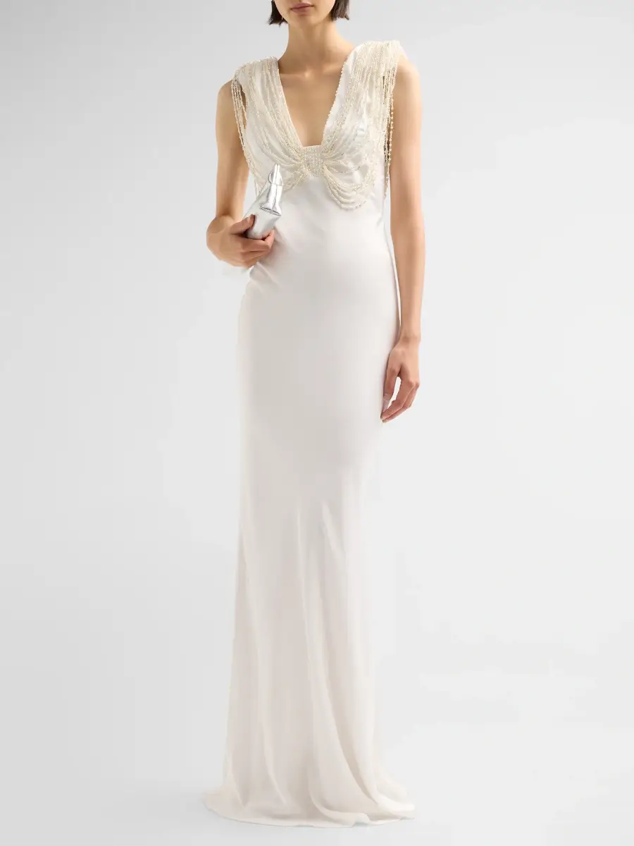 PatBo Women's Liza Satin Embroidered Slip Gown | Thumbnail 2 PatBo Women's Liza Satin Embroidered Slip Gown | Thumbnail 2