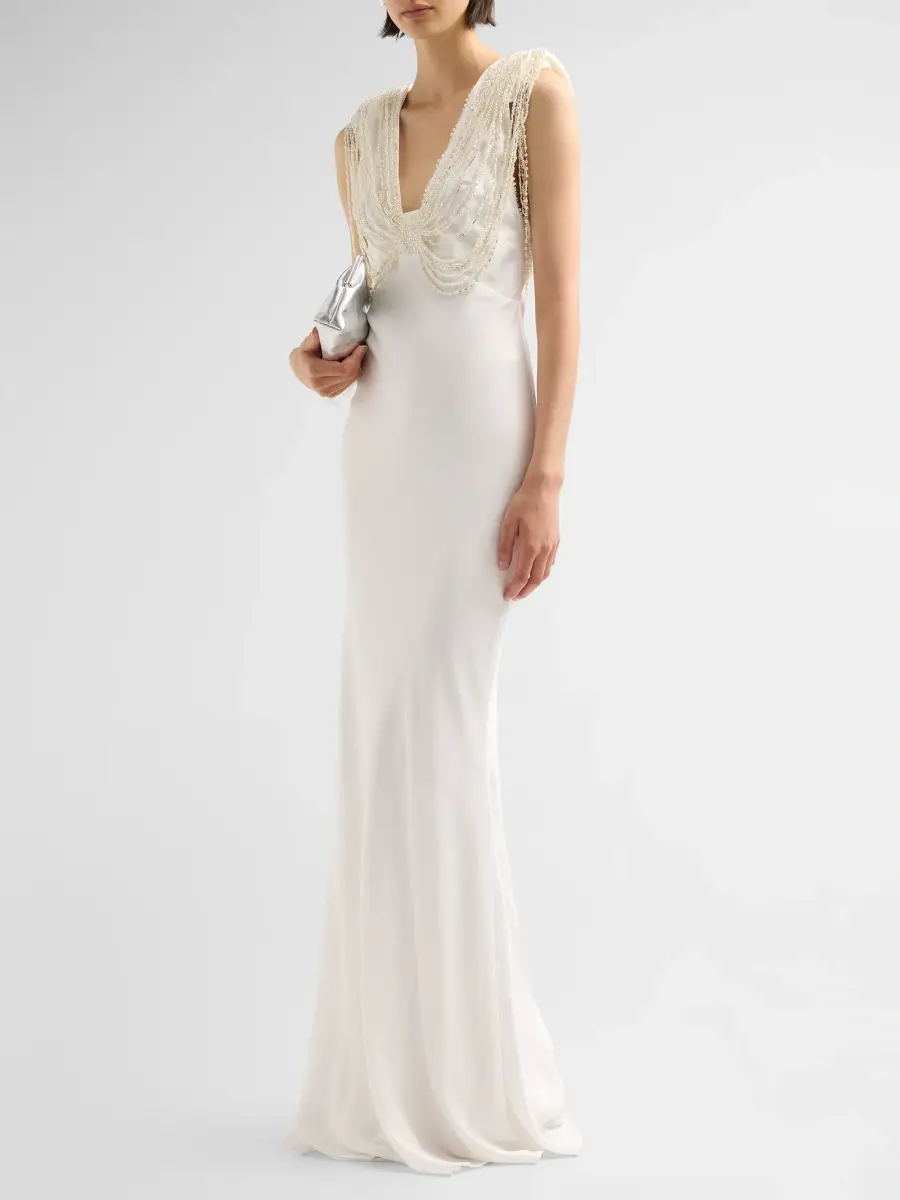 PatBo Women's Liza Satin Embroidered Slip Gown | Thumbnail 4 PatBo Women's Liza Satin Embroidered Slip Gown | Thumbnail 4