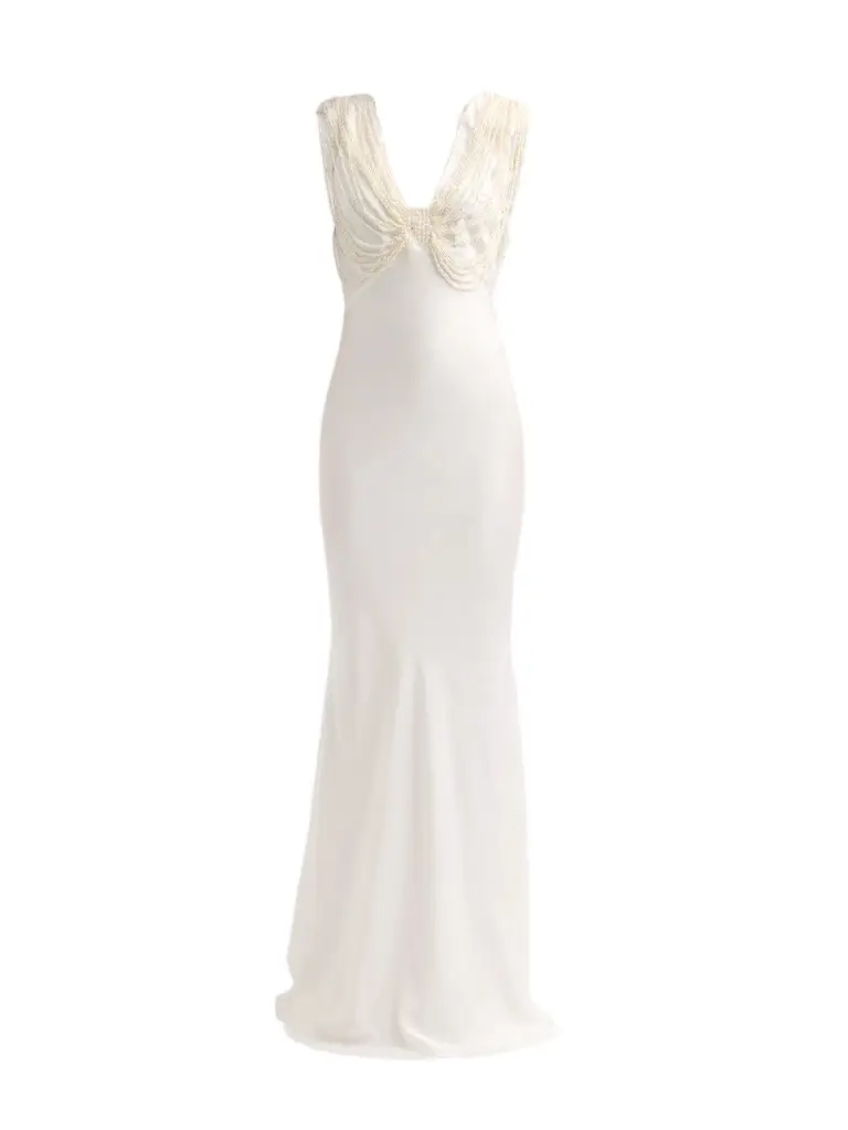 PatBo Women's Liza Satin Embroidered Slip Gown