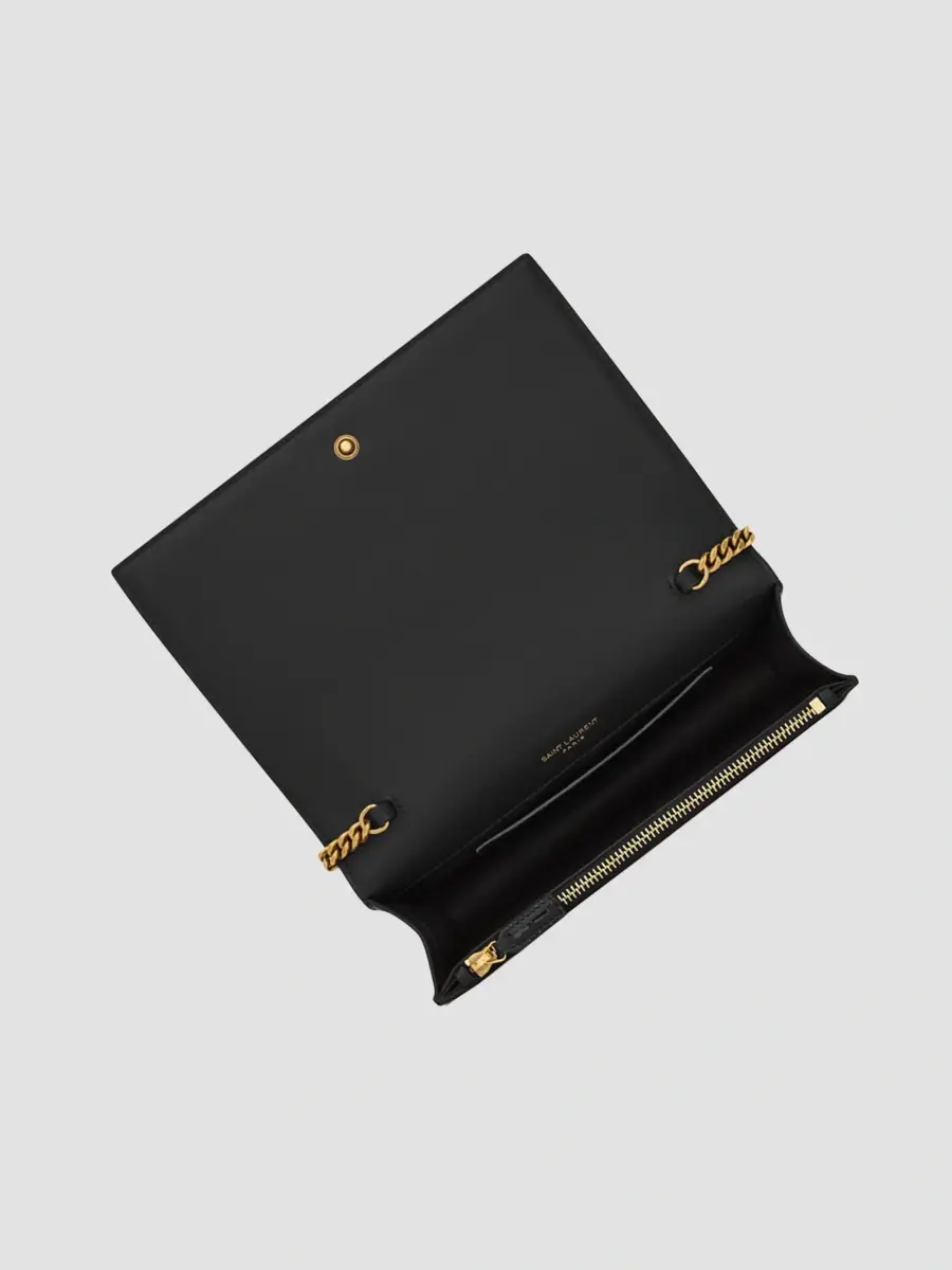 Saint Laurent Women's Cassandre Envelope Chain Wallet in Crocodile-Embossed Patent Leather | Thumbnail 2