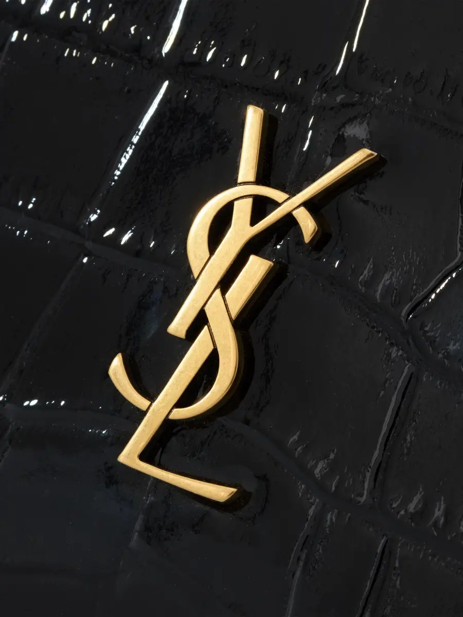 Saint Laurent Women's Cassandre Envelope Chain Wallet in Crocodile-Embossed Patent Leather | Thumbnail 4