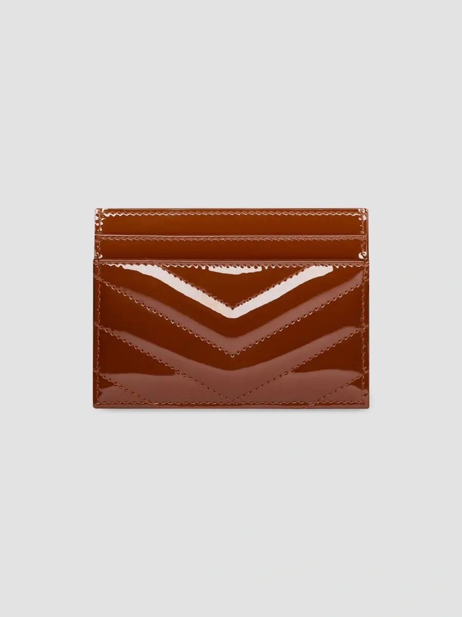 Saint Laurent Women's Cassandre Card Case in Patent Leather - Glazed Brown | Thumbnail 2 Saint Laurent Women's Cassandre Card Case in Patent Leather - Glazed Brown | Thumbnail 2