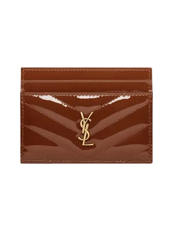 Saint Laurent Women's Cassandre Card Case in Patent Leather - Glazed Brown