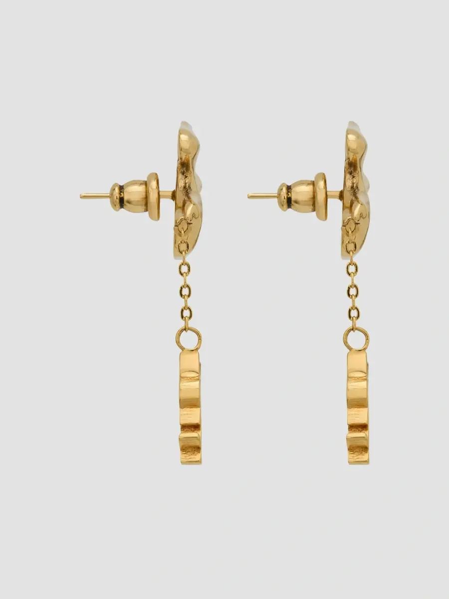 Saint Laurent Women's Cassandre Pendant Dove Earrings in Brass - Gold | Thumbnail 2 Saint Laurent Women's Cassandre Pendant Dove Earrings in Brass - Gold | Thumbnail 2