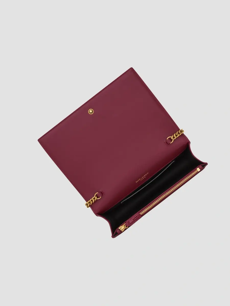 Saint Laurent Women's Cassandre Envelope Chain Wallet in Patent Leather - Grenade | Thumbnail 2