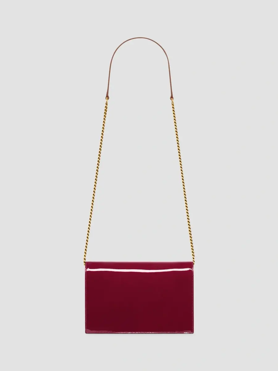 Saint Laurent Women's Cassandre Envelope Chain Wallet in Patent Leather - Grenade | Thumbnail 3