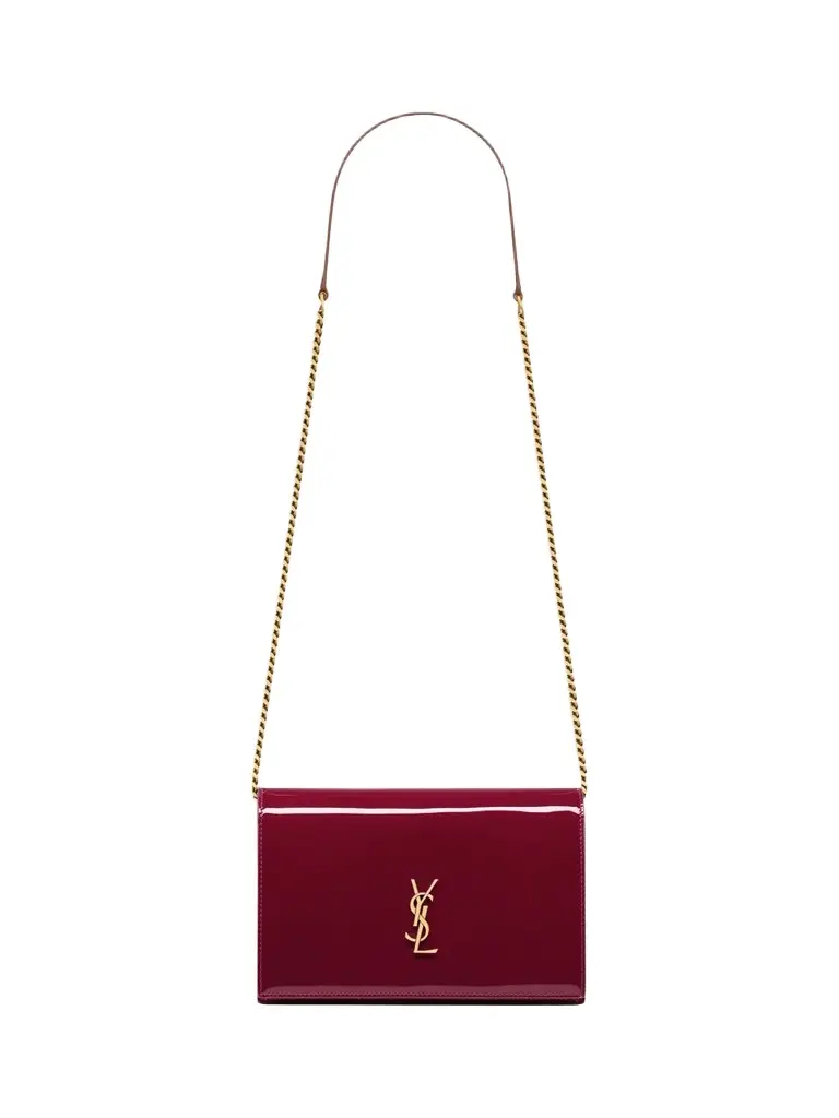 Women's Cassandre Envelope Chain Wallet in Patent Leather - Grenade Women's Cassandre Envelope Chain Wallet in Patent Leather - Grenade