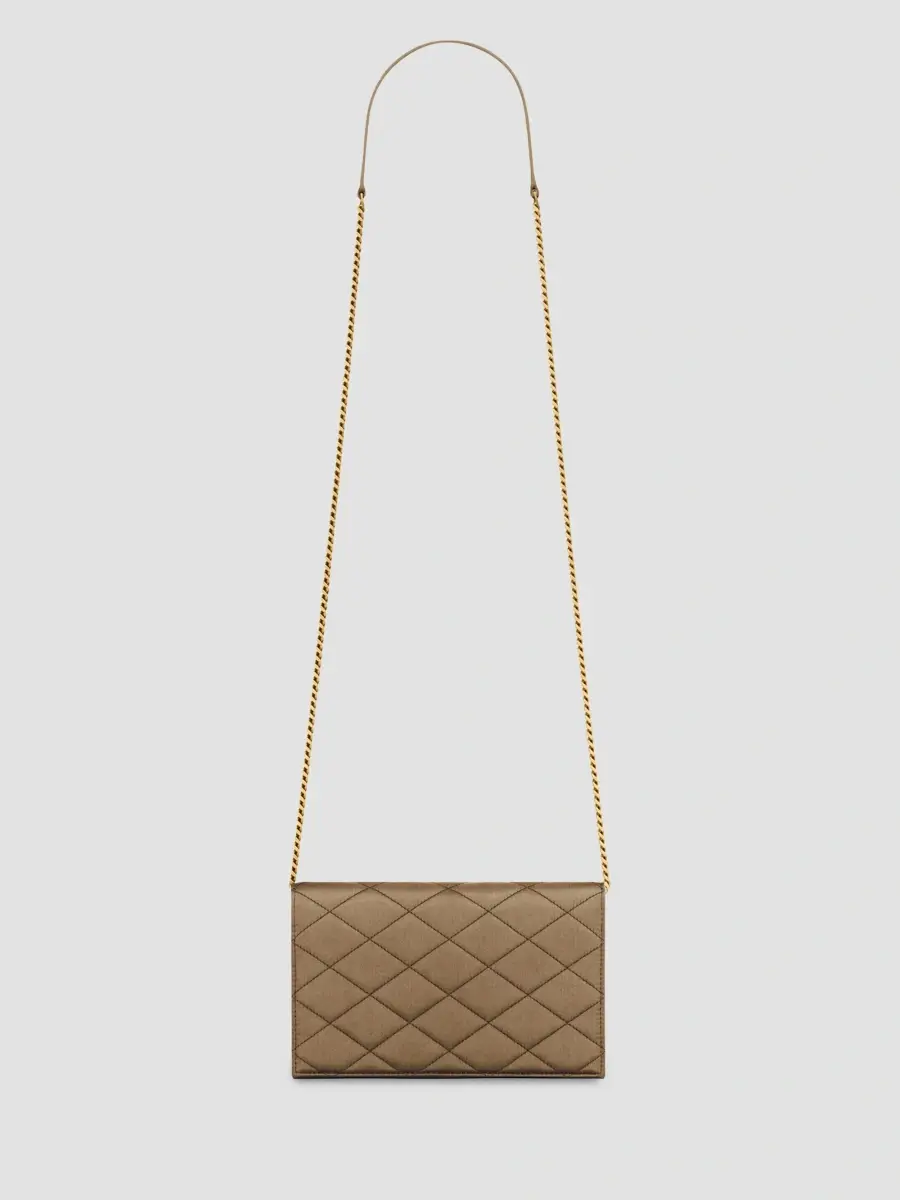Saint Laurent Women's Paris Chain Wallet in Satin - Marron Glace | Thumbnail 4 Saint Laurent Women's Paris Chain Wallet in Satin - Marron Glace | Thumbnail 4
