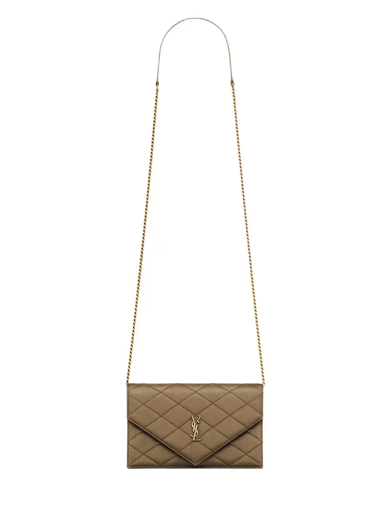 Women's Paris Chain Wallet in Satin - Marron Glace
