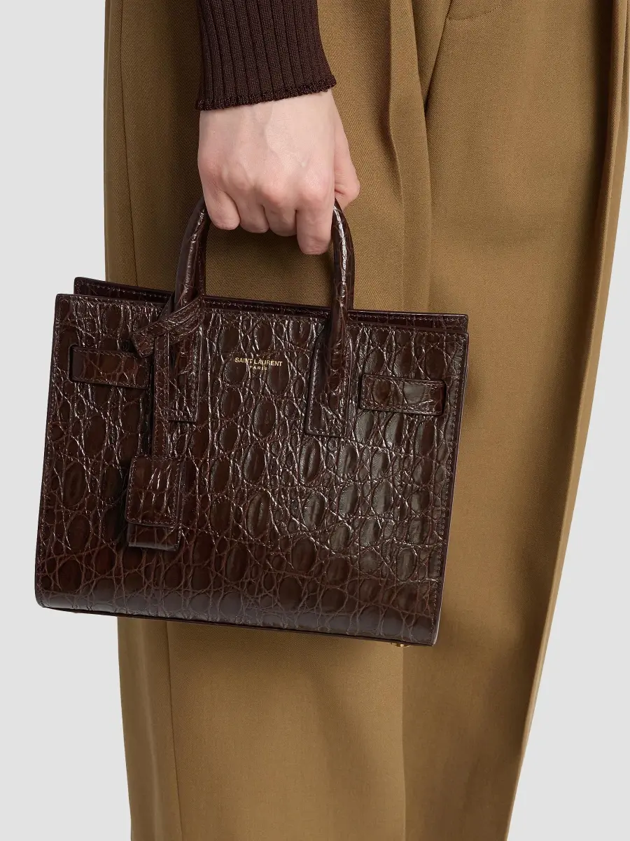 Saint Laurent Women's Sac De Jour Top Handle Bag in Crocodile-Embossed Leather - Easy Brown | Thumbnail 5 Saint Laurent Women's Sac De Jour Top Handle Bag in Crocodile-Embossed Leather - Easy Brown | Thumbnail 5
