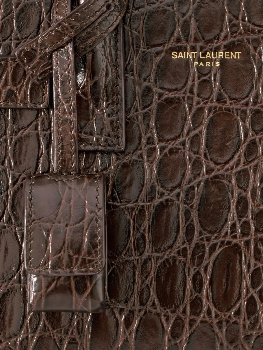 Saint Laurent Women's Sac De Jour Top Handle Bag in Crocodile-Embossed Leather - Easy Brown | Thumbnail 6 Saint Laurent Women's Sac De Jour Top Handle Bag in Crocodile-Embossed Leather - Easy Brown | Thumbnail 6