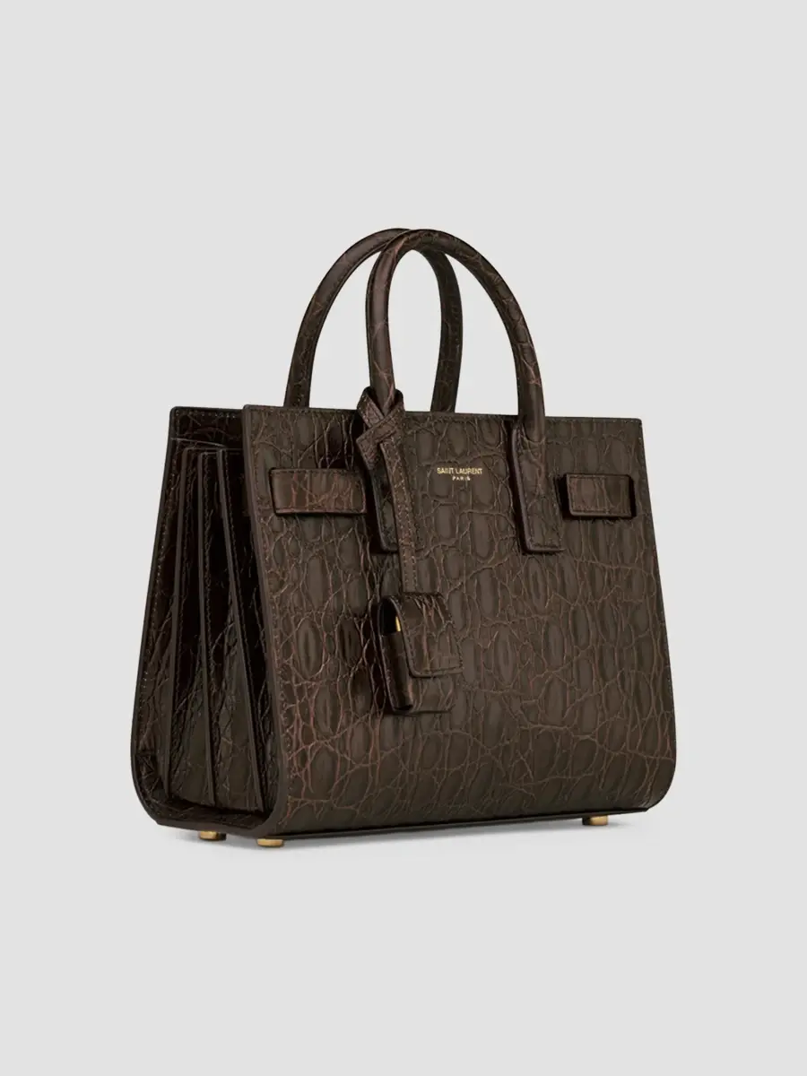 Saint Laurent Women's Sac De Jour Top Handle Bag in Crocodile-Embossed Leather - Easy Brown | Thumbnail 8 Saint Laurent Women's Sac De Jour Top Handle Bag in Crocodile-Embossed Leather - Easy Brown | Thumbnail 8