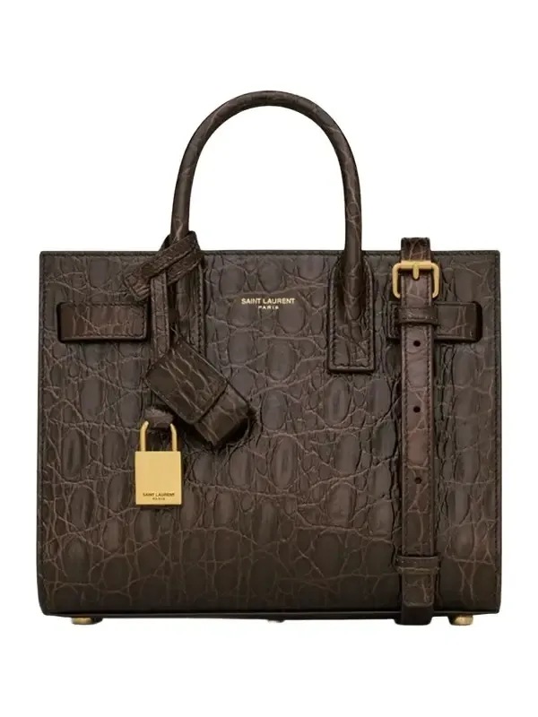 Saint Laurent Women's Sac De Jour Top Handle Bag in Crocodile-Embossed Leather - Easy Brown