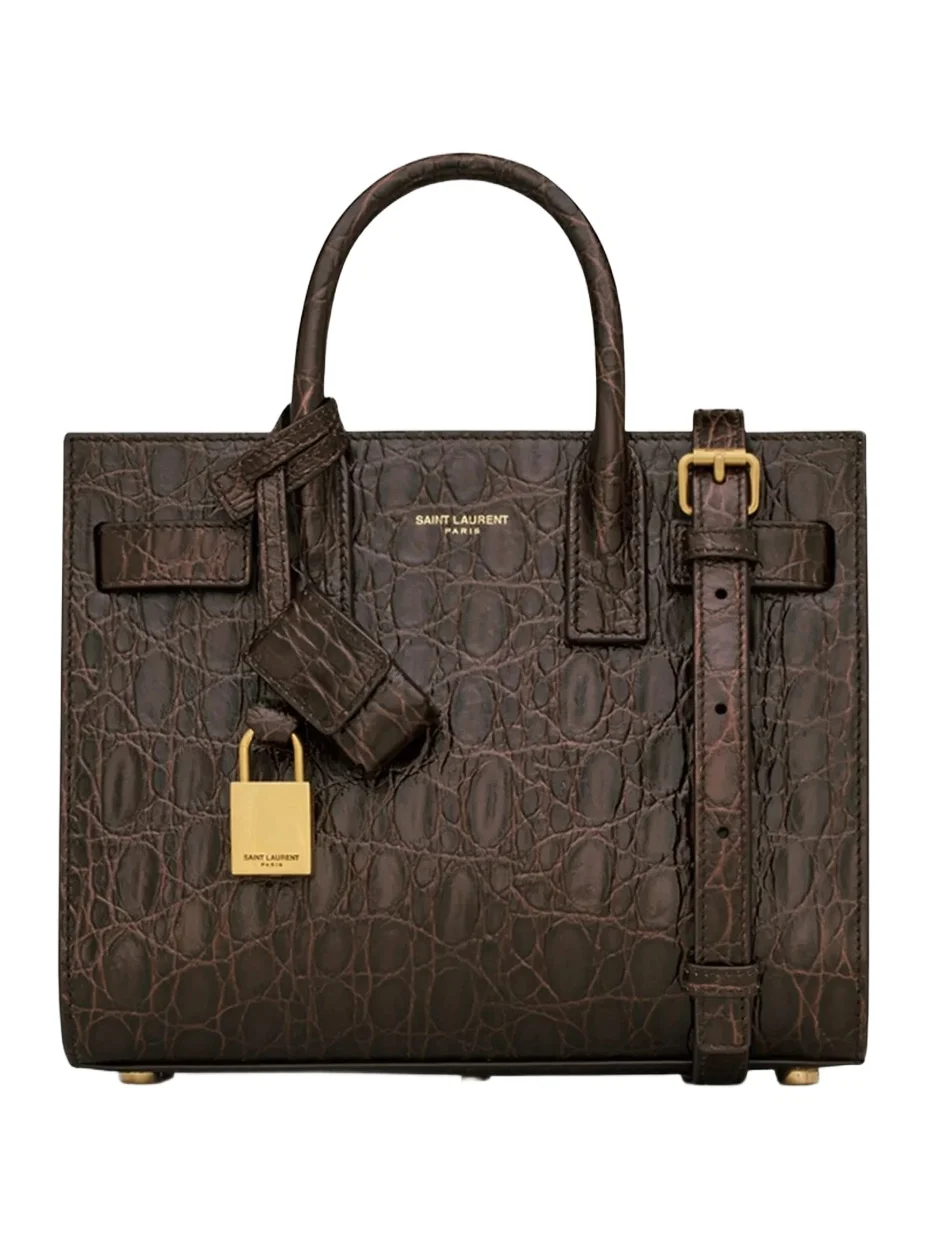 Saint Laurent Women's Sac De Jour Top Handle Bag in Crocodile-Embossed Leather - Easy Brown
