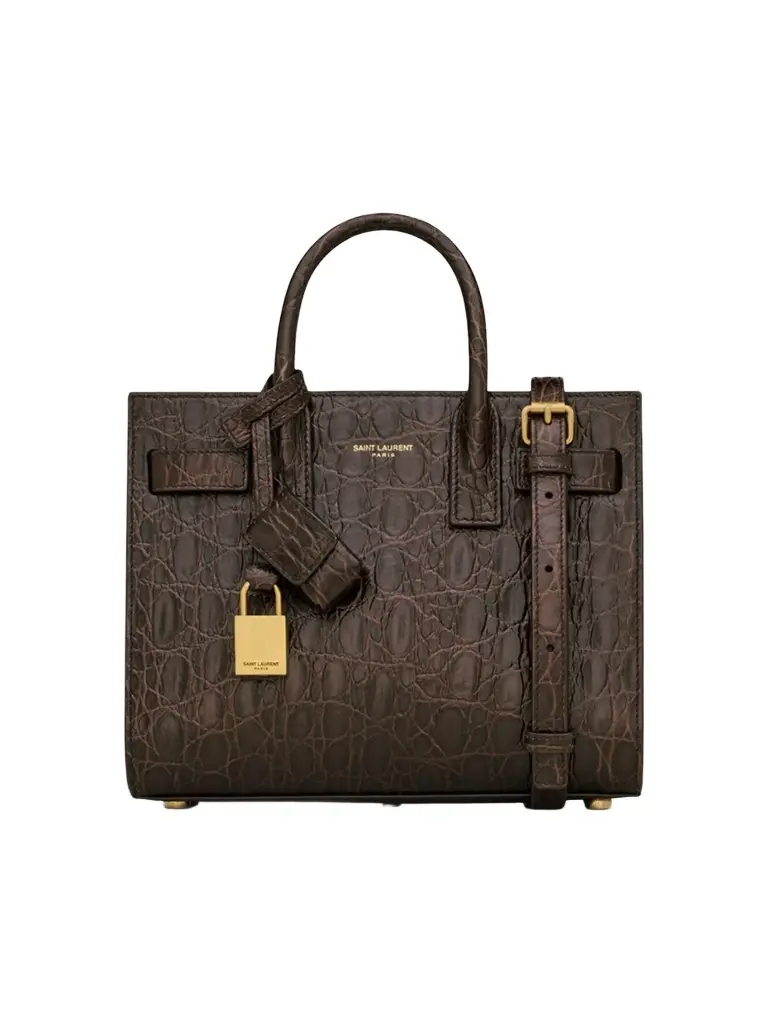 Women's Sac De Jour Top Handle Bag in Crocodile-Embossed Leather - Easy Brown Women's Sac De Jour Top Handle Bag in Crocodile-Embossed Leather - Easy Brown