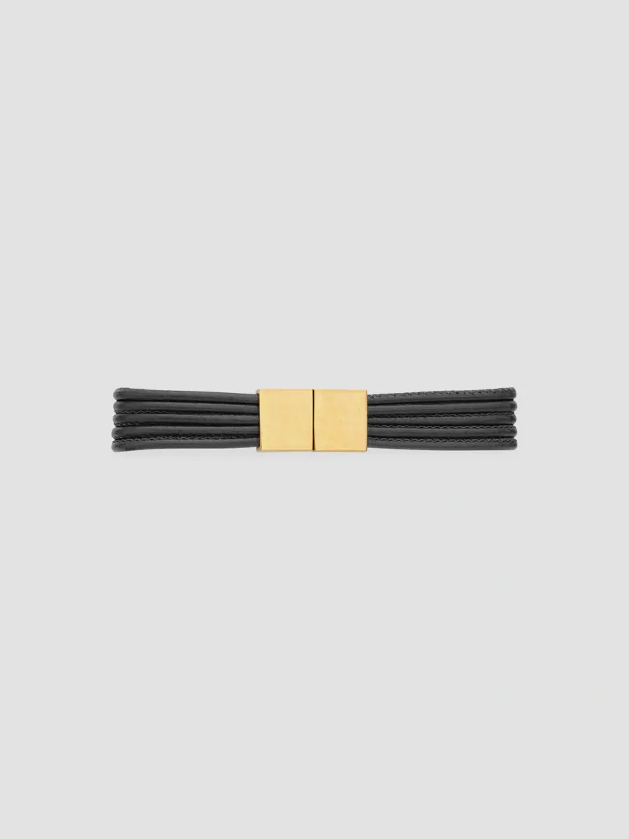 Saint Laurent Women's Cassandre Cord Bracelet in Leather and Metal - Black Multi | Thumbnail 2
