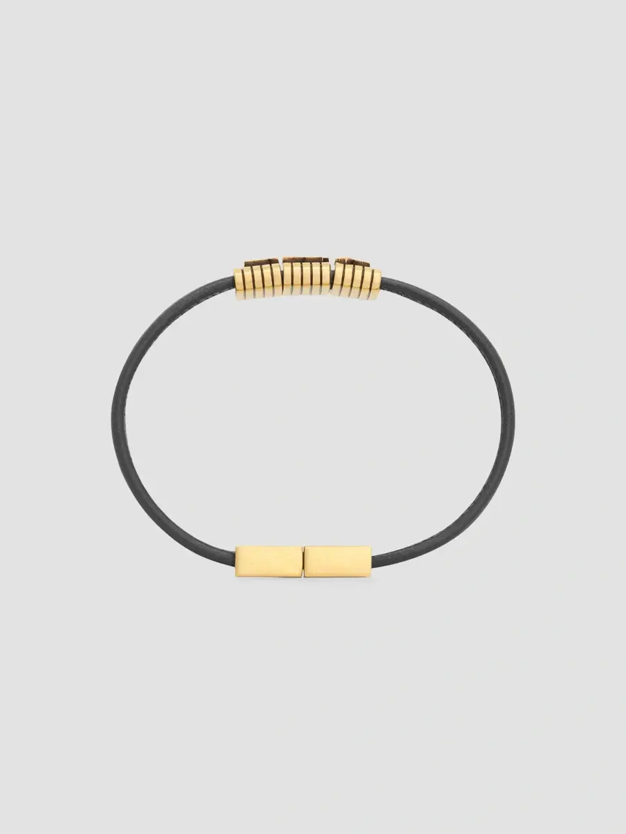 Saint Laurent Women's Cassandre Cord Bracelet in Leather and Metal - Black Multi | Thumbnail 3