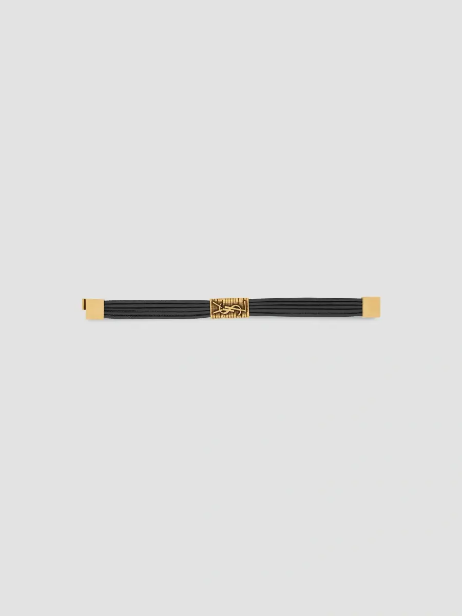Saint Laurent Women's Cassandre Cord Bracelet in Leather and Metal - Black Multi | Thumbnail 5