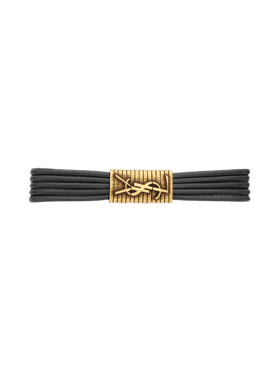 Saint Laurent Women's Cassandre Cord Bracelet in Leather and Metal - Black Multi